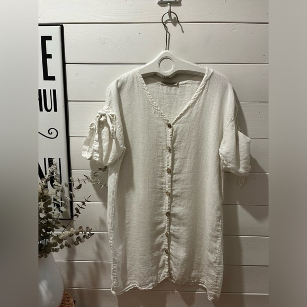 VANESSA ALEXANDRA White  linen dress size M